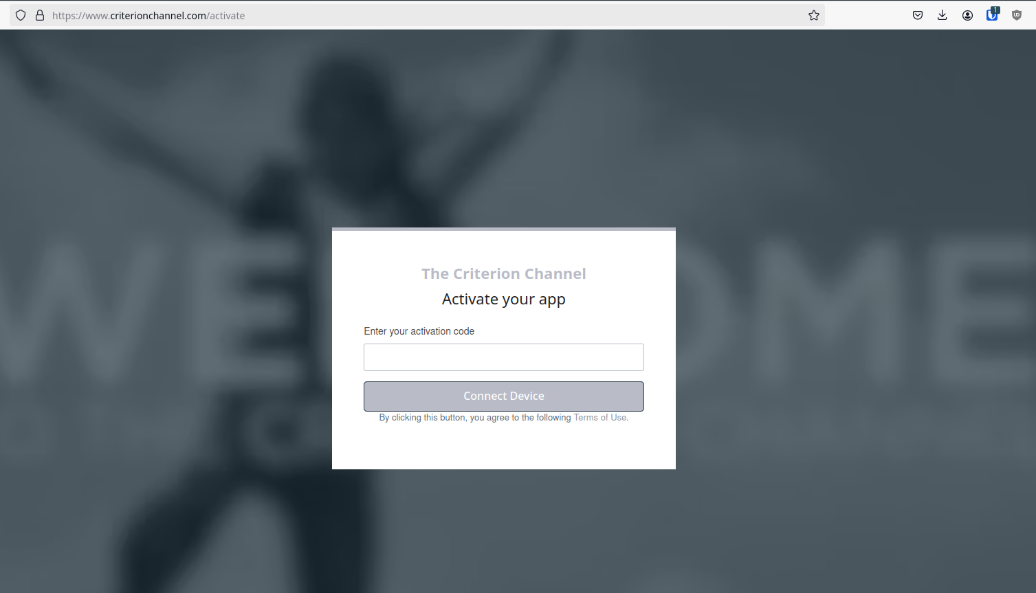 Yes, this is a shameless plug for the Criterion Channel. No, I'm not sponsored. Yes, I'm open to sponsorship @criterion hit me up I will accept payment in the form of blu-rays. Image of Criterion Channel activation page