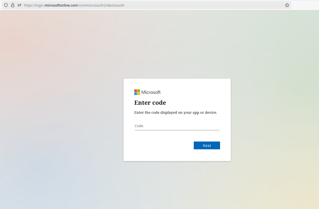 You know you can trust it because it has the little lock icon up in the URL bar, that means you can't get hacked. Microsoft.com/devicelogin